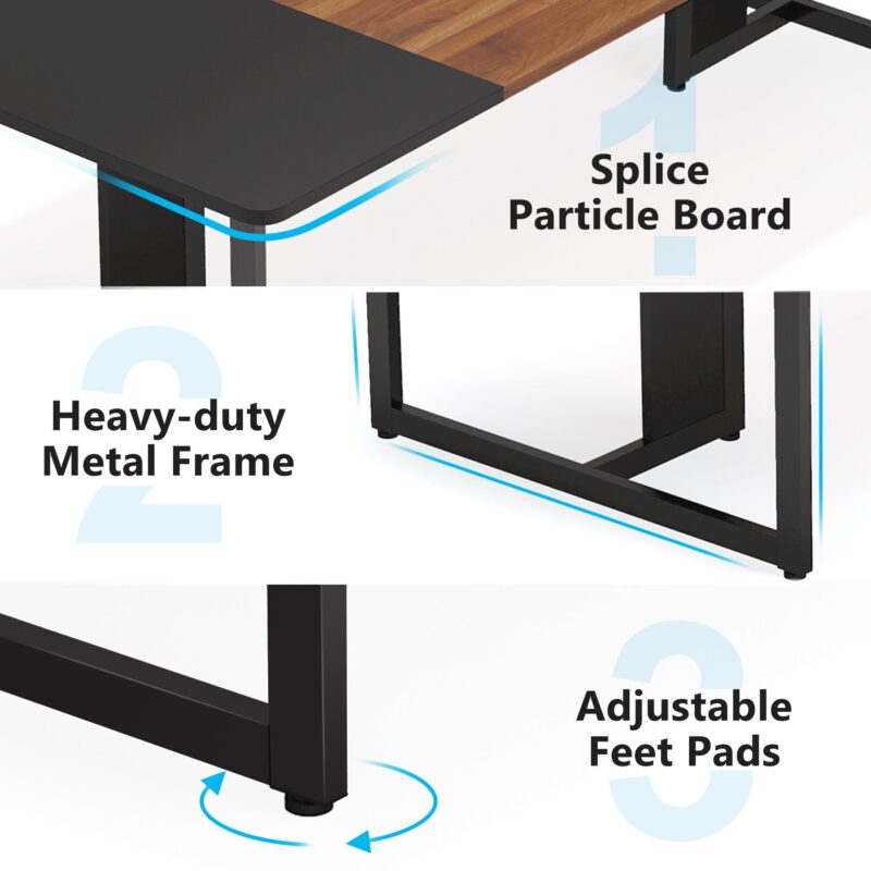 8FT Rectangle Conference Table, 10 People Meeting Table with Grommets - Image 6