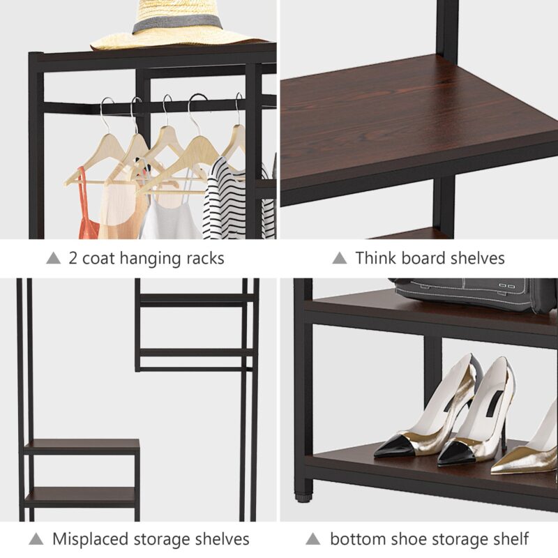 Freestanding Closet Organizer, Clothes Racks with 2 Hanging Rod - Image 4