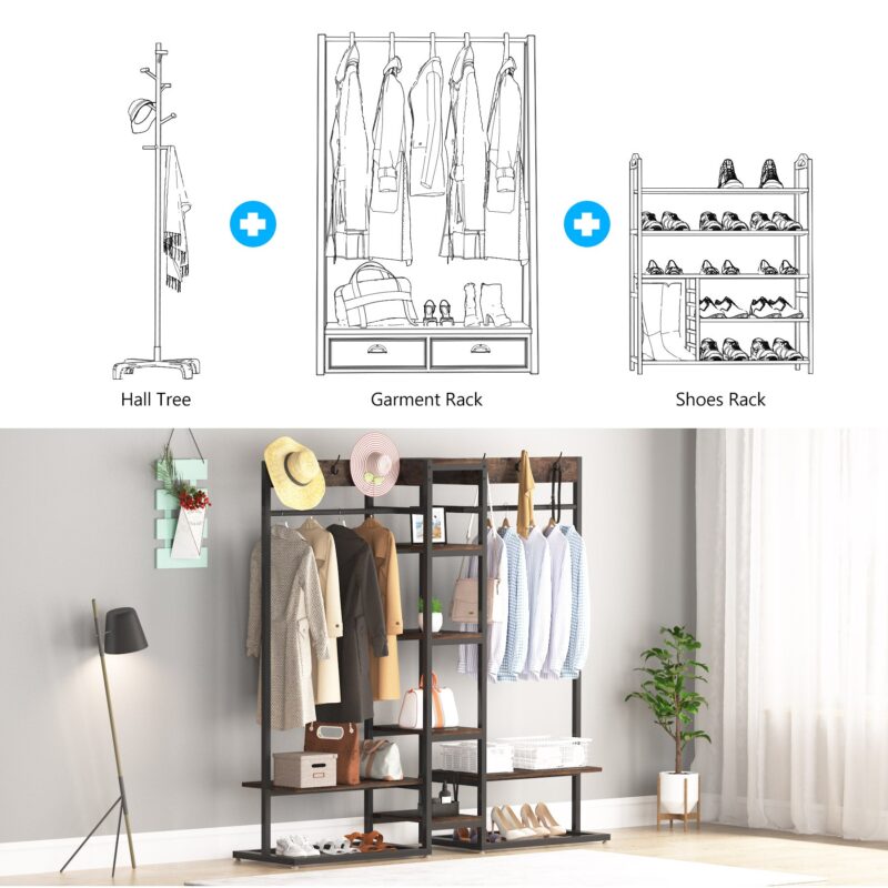 Freestanding Closet Organizer, Clothing Garment Rack - Image 6