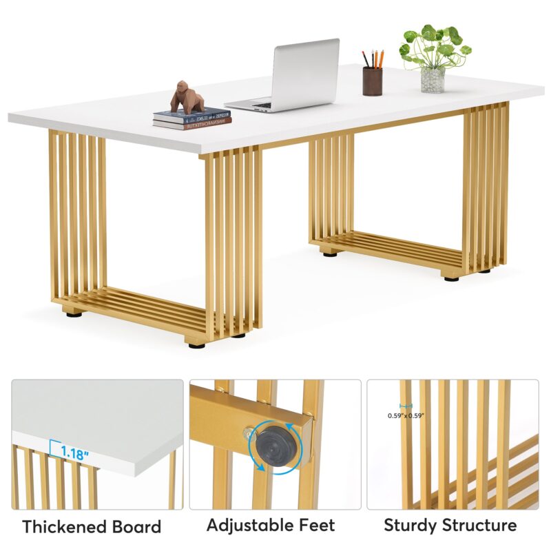 Executive Desk, 70.9" Modern Office Computer Desk Conference Table - Image 6