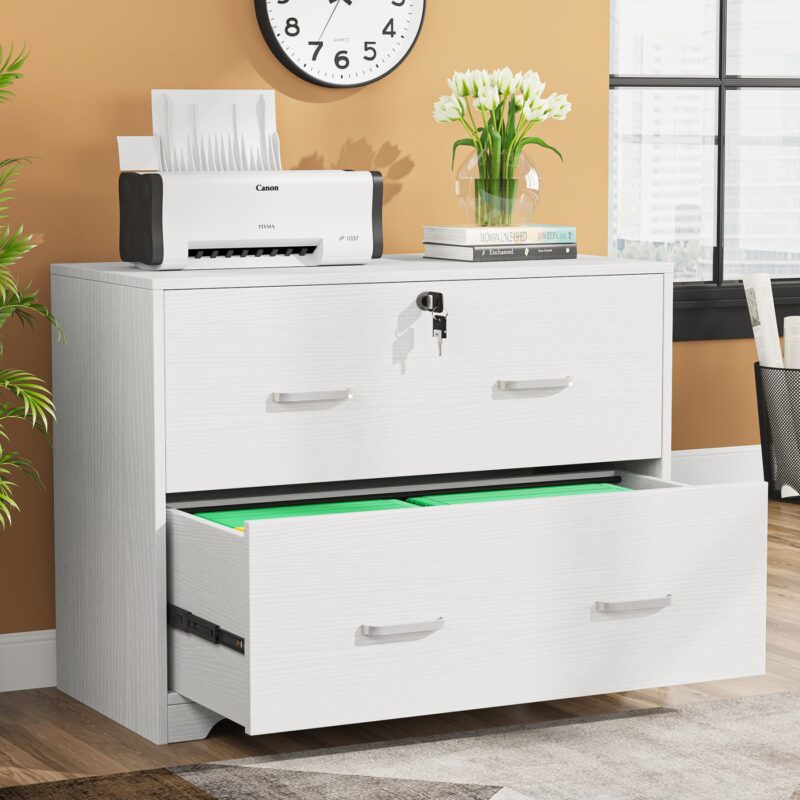 File Cabinet, Modern Lateral Storage Cabinet with 2-Drawer - Image 4