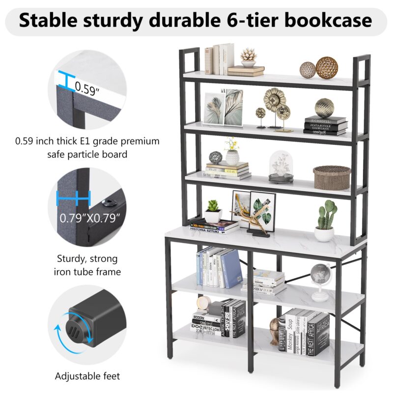 Bookshelf, 6-Tier Standing Etagere Bookcase Storage Rack - Image 7