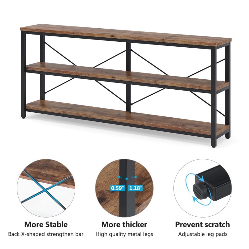 Sofa Table, 3 Tiers TV Stand Console Table - Image 6