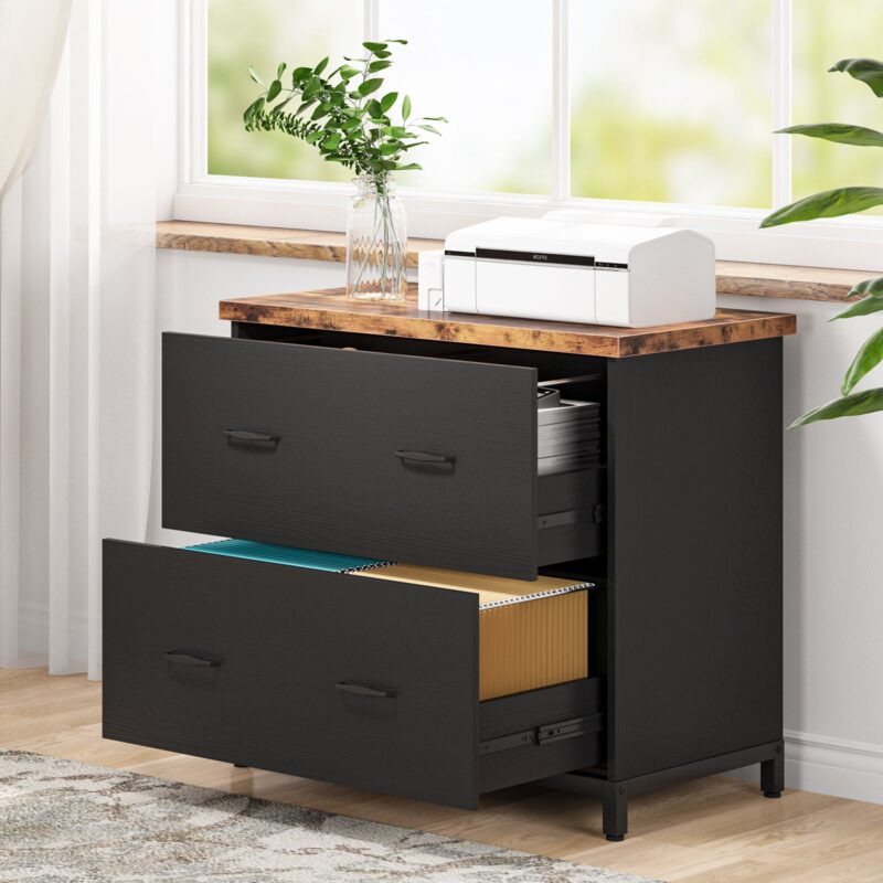 File Cabinet, 2-Drawer Lateral Filing Cabinet Printer Stand - Image 5