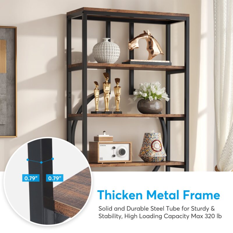 Bookshelf, 70.9" Industrial Bookcase 6-Tier Display Shelf - Image 6