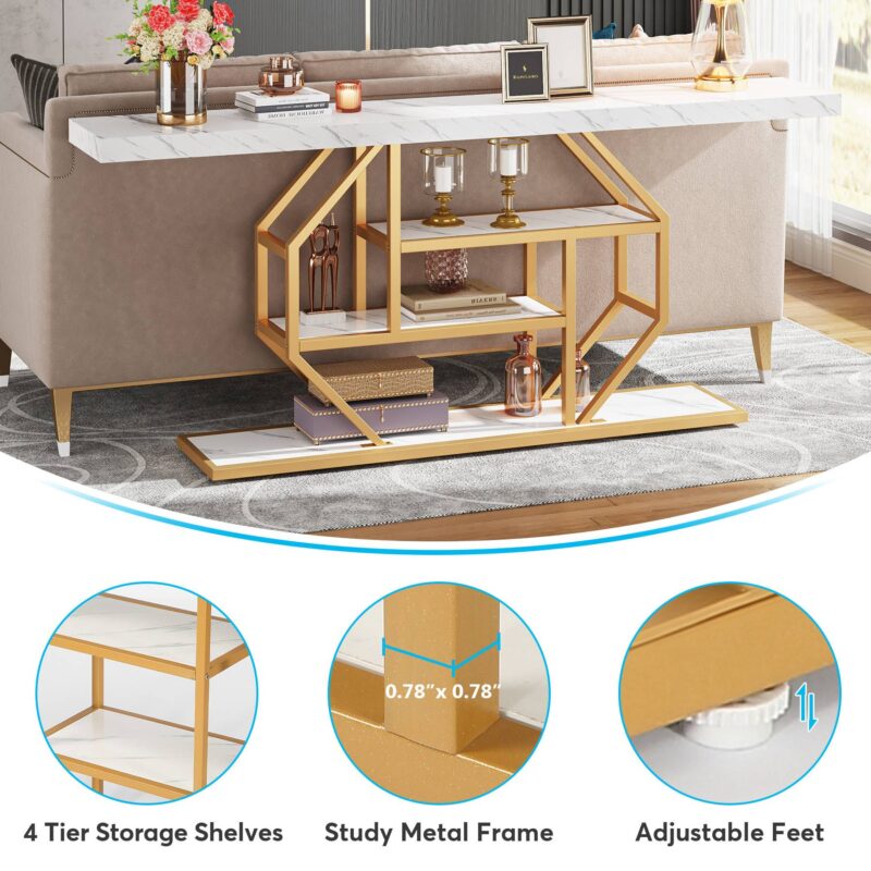 Console Table, 70.9 inch Sofa Table with 4 Tier Storage Shelves - Image 7