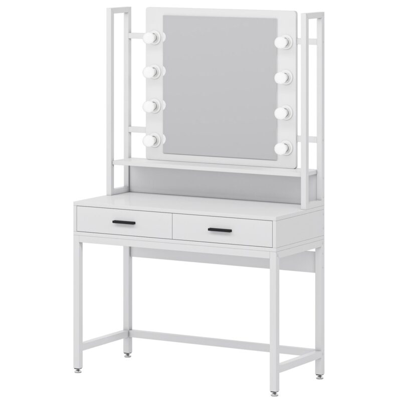 Vanity, Makeup Dressing Table with 8 LED Lights and 2 Drawers - Image 9