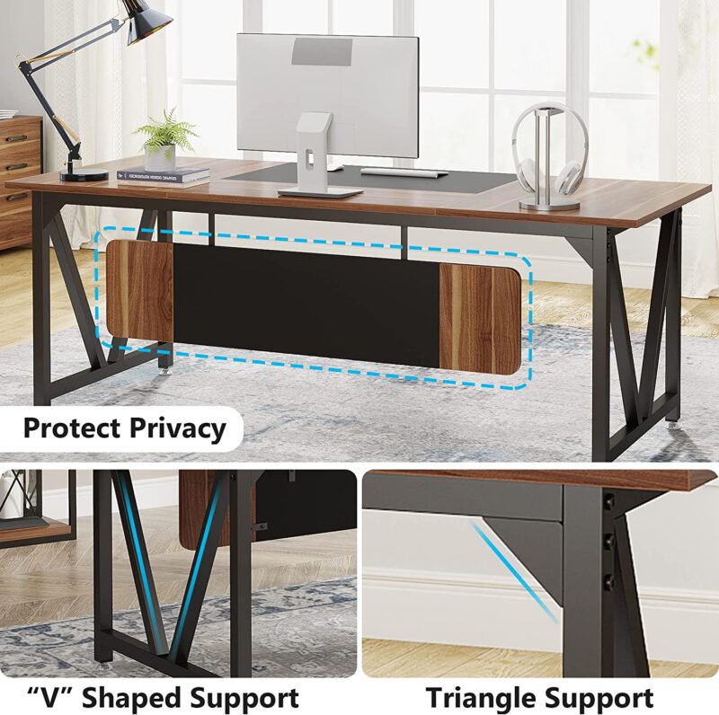 Computer Desk, 70.8" Large Executive Office Desk - Image 5