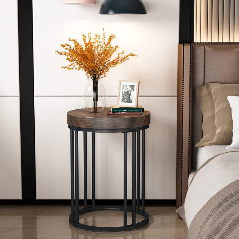 End Table, Modern Round Side Table, Small Nightstand - Image 4