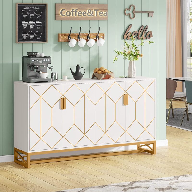 Sideboard Buffet, 59" Modern Kitchen Storage Cabinet with Doors - Image 3