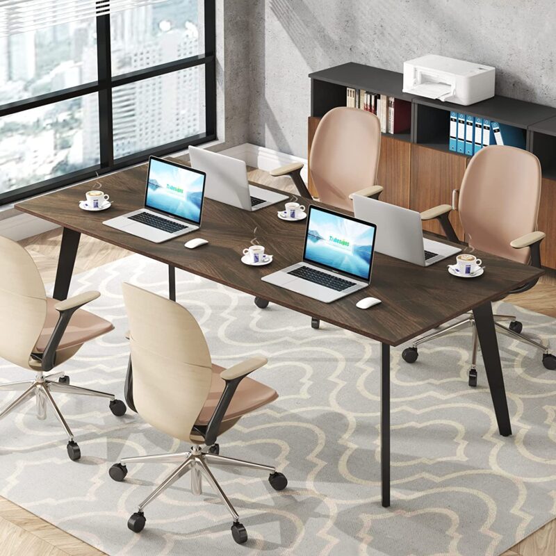 6FT Conference Table, 70.3 x 31 inch Meeting Table Computer Desk - Image 2