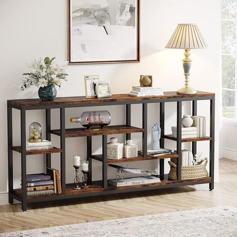 Console Table, 70.9" Entryway Sofa Table with Storage Shelves - Image 2