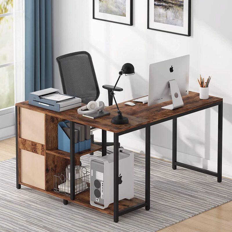 L Shaped Desk with Drawer Cabinet, 47 Inch Corner Desk - Image 4