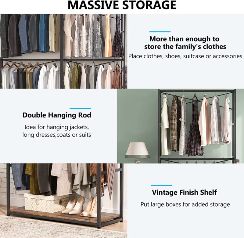 Freestanding Closet Organizer, Open Wardrobe Clothing Rack - Image 6