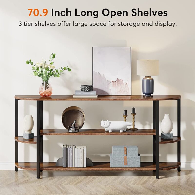 Console Table, 70.9" Sofa Entryway Table with Storage Shelves - Image 5