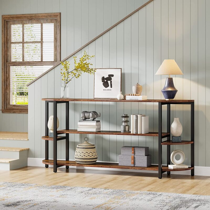 Console Table, 70.9" Sofa Entryway Table with Storage Shelves - Image 2