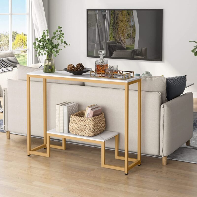 Console Table, 2-Tier Modern Hallway Table Sofa Side Table - Image 4