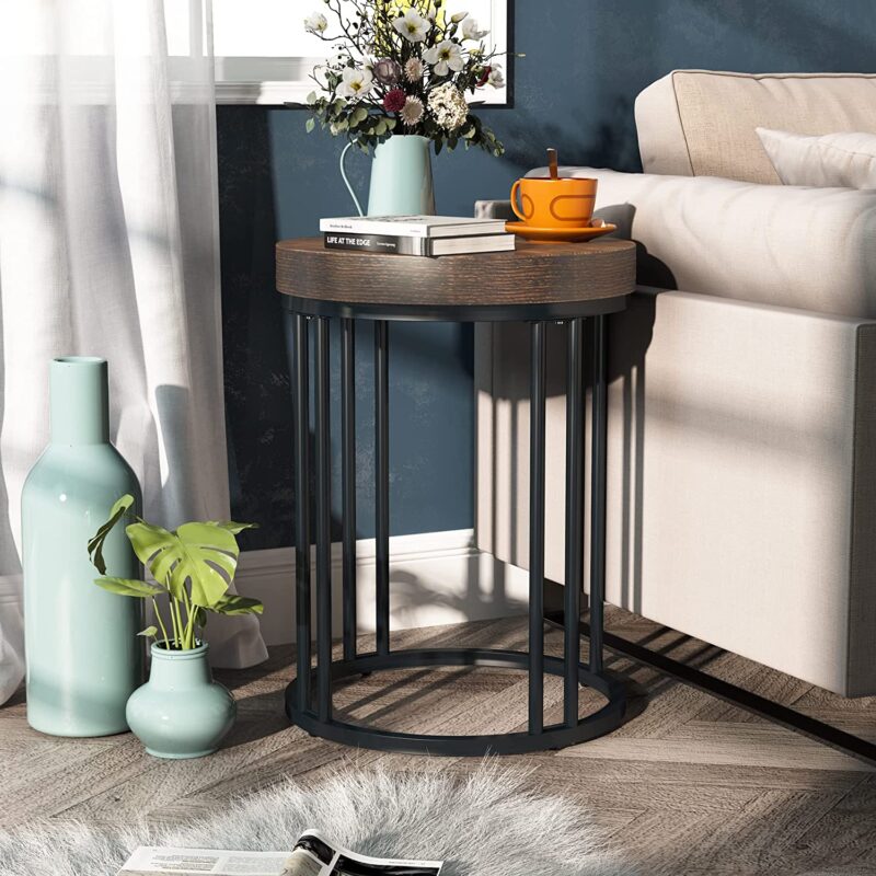 End Table, Modern Round Side Table, Small Nightstand - Image 3