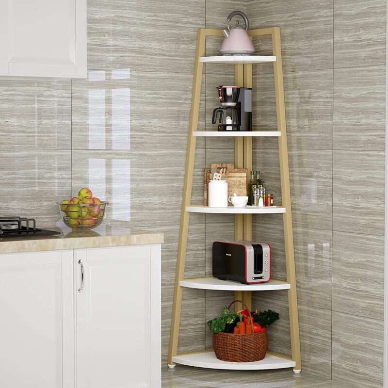 Corner Shelf, 70" Tall Corner Ladder Shelf Small Bookshelf - Image 12