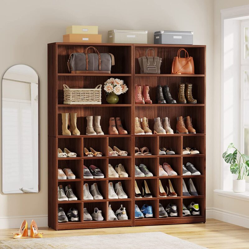 Shoe Cabinet, Freestanding Shoe Rack with Side Hooks - Image 9