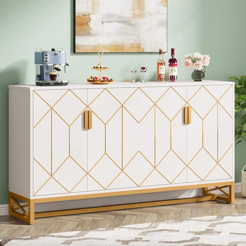 Sideboard Buffet, 59" Modern Kitchen Storage Cabinet with Doors