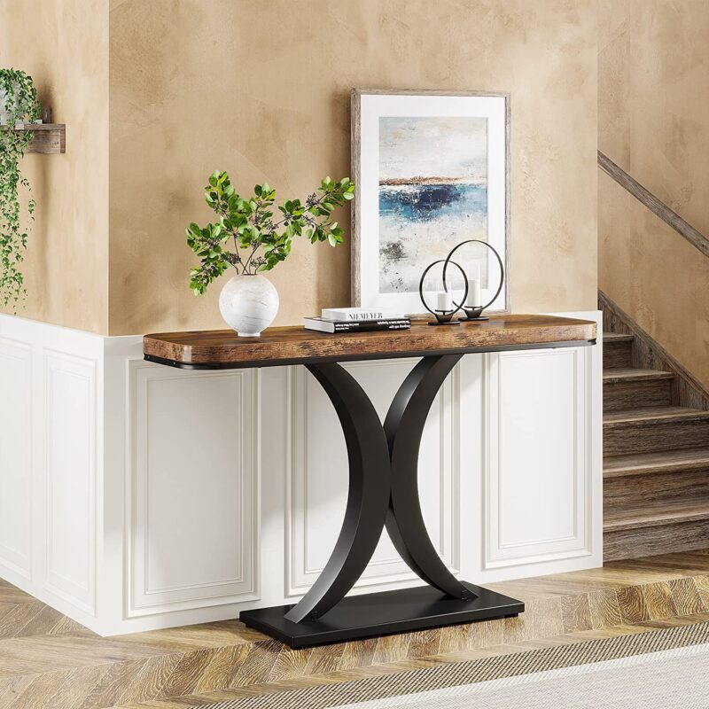 Console Table, 40" Industrial Entryway Foyer Table - Image 4