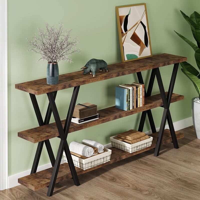 Console Table, 3-Tier Narrow Long Sofa Table with Storage - Image 4