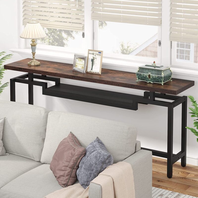 Console Table, 70" Sofa Table with 2 Tier Storage Shelves - Image 4