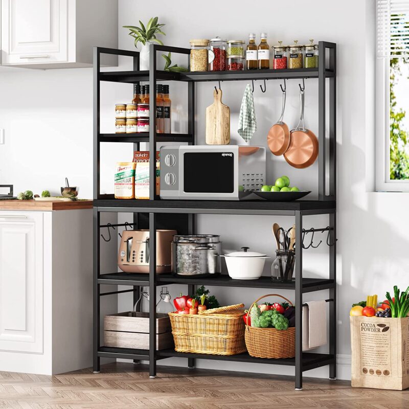 Kitchen Baker's Rack, 5-Tier Utility Storage Shelf with Hutch