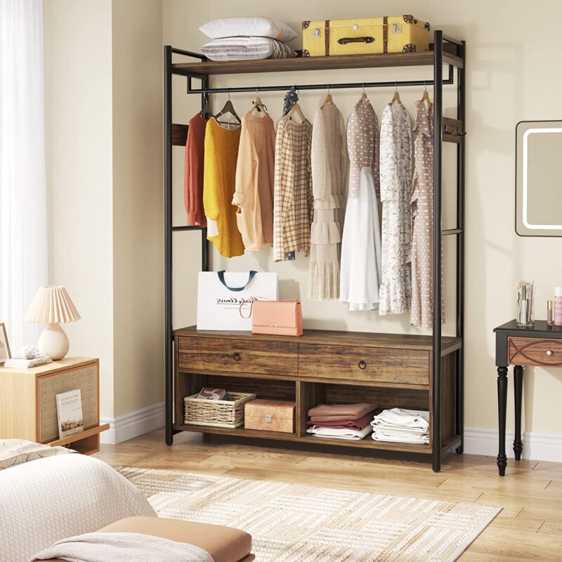 Freestanding Closet Organizer, 72" Clothes Rack with Drawers & Shelves - Image 3