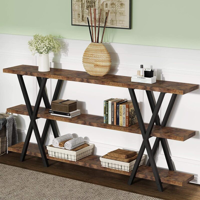 Console Table, 3-Tier Narrow Long Sofa Table with Storage - Image 3