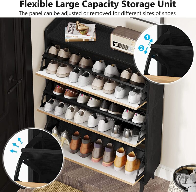 Shoe Cabinet, Shoe Rack Organizer with 3 Flip Drawers for Entryway - Image 5