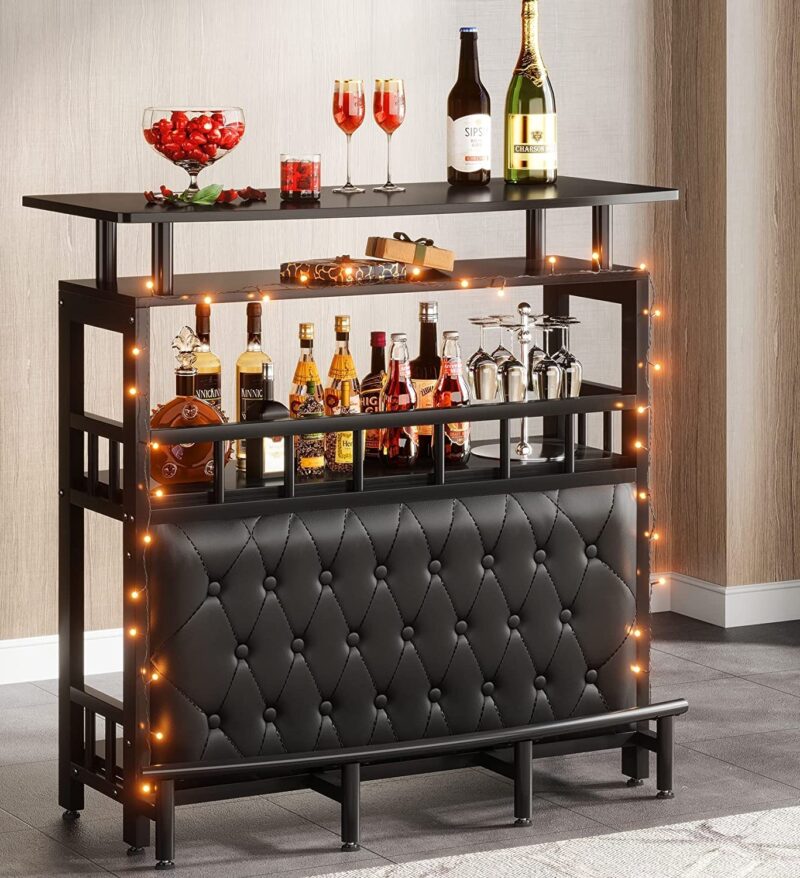 Bar Unit for Liquor, Home Entertainment Bar with Storage and Footrest - Image 3