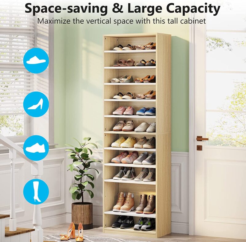 Shoe Cabinet, 11-Tier 70.9" Tall Shoe Rack with Adjustable Shelves - Image 5