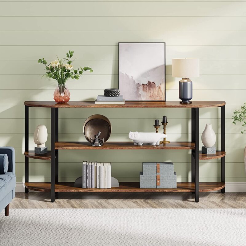 Console Table, 70.9" Sofa Entryway Table with Storage Shelves - Image 3