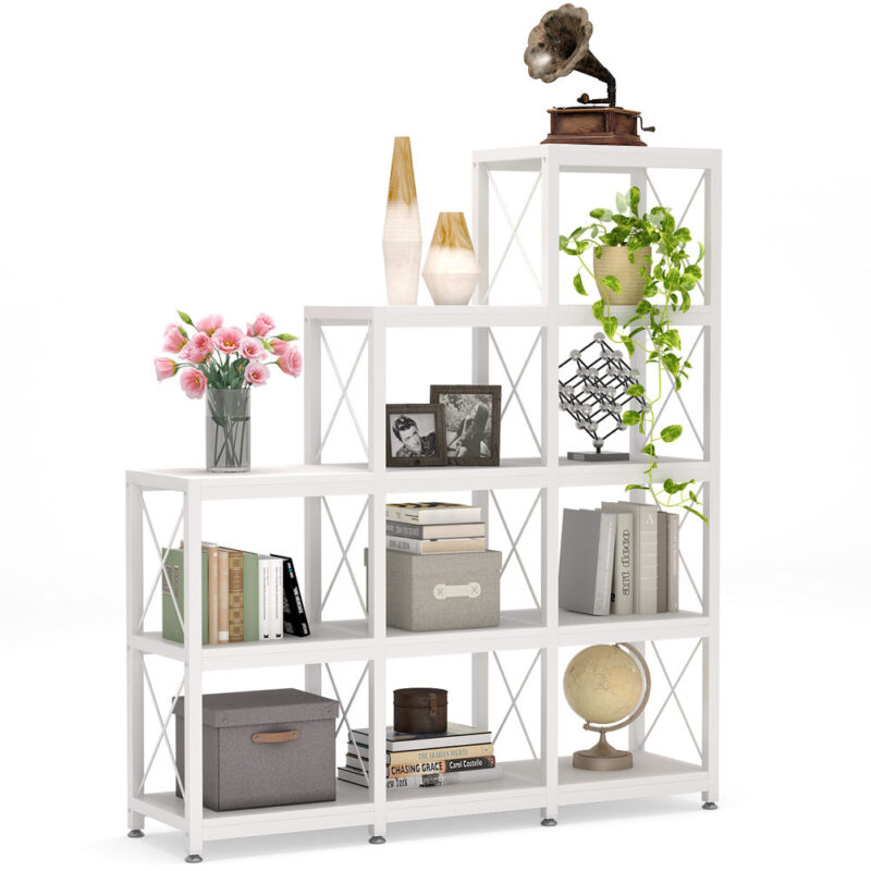 Bookshelf, 12 Shelves Industrial Ladder Etagere Bookcase - Image 7