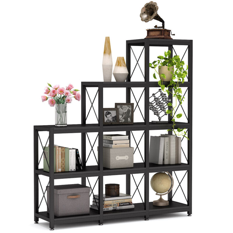 Bookshelf, 12 Shelves Industrial Ladder Etagere Bookcase - Image 2