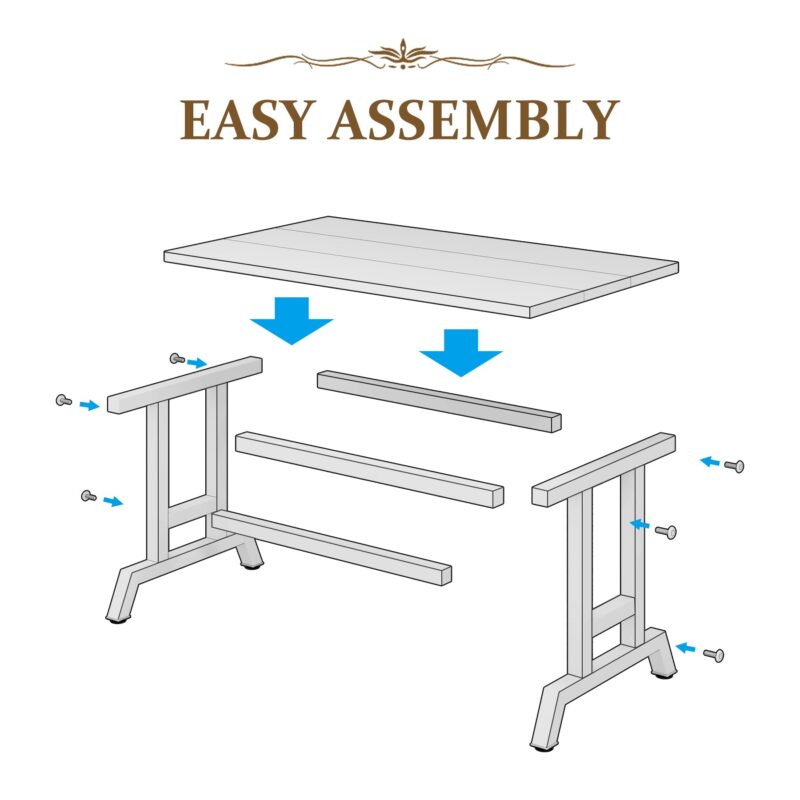 Dining Table Set, 3-Piece 47" Kitchen Table with 2 Benches - Image 6