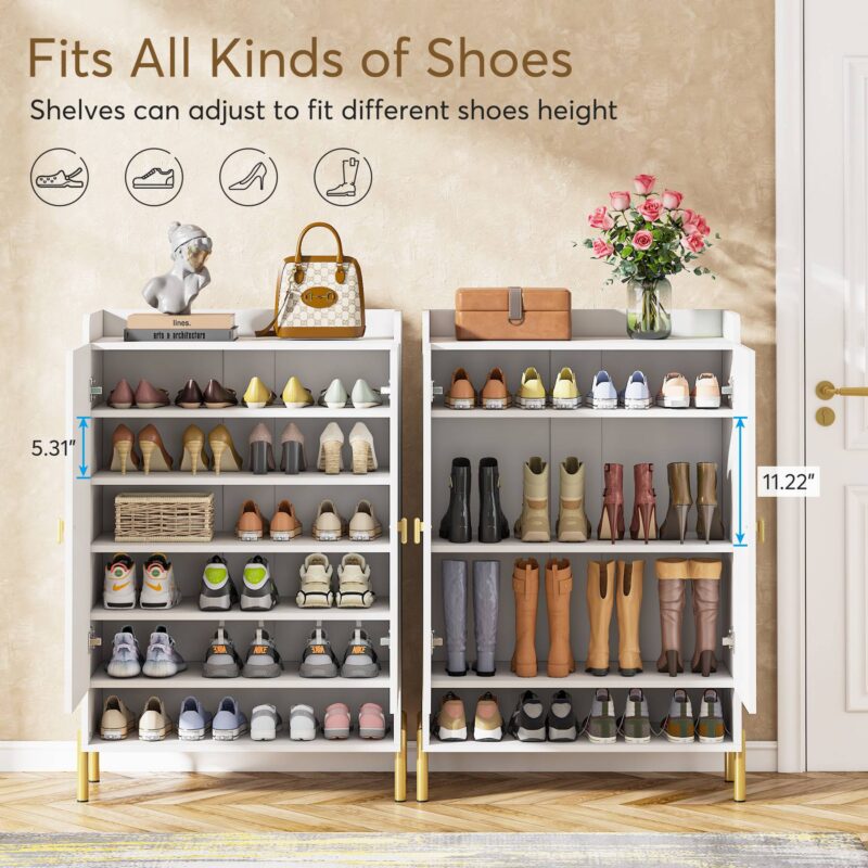 Shoe Cabinet, 6-Tier Shoe Organizer with Adjustable Shelves for Entryway - Image 6