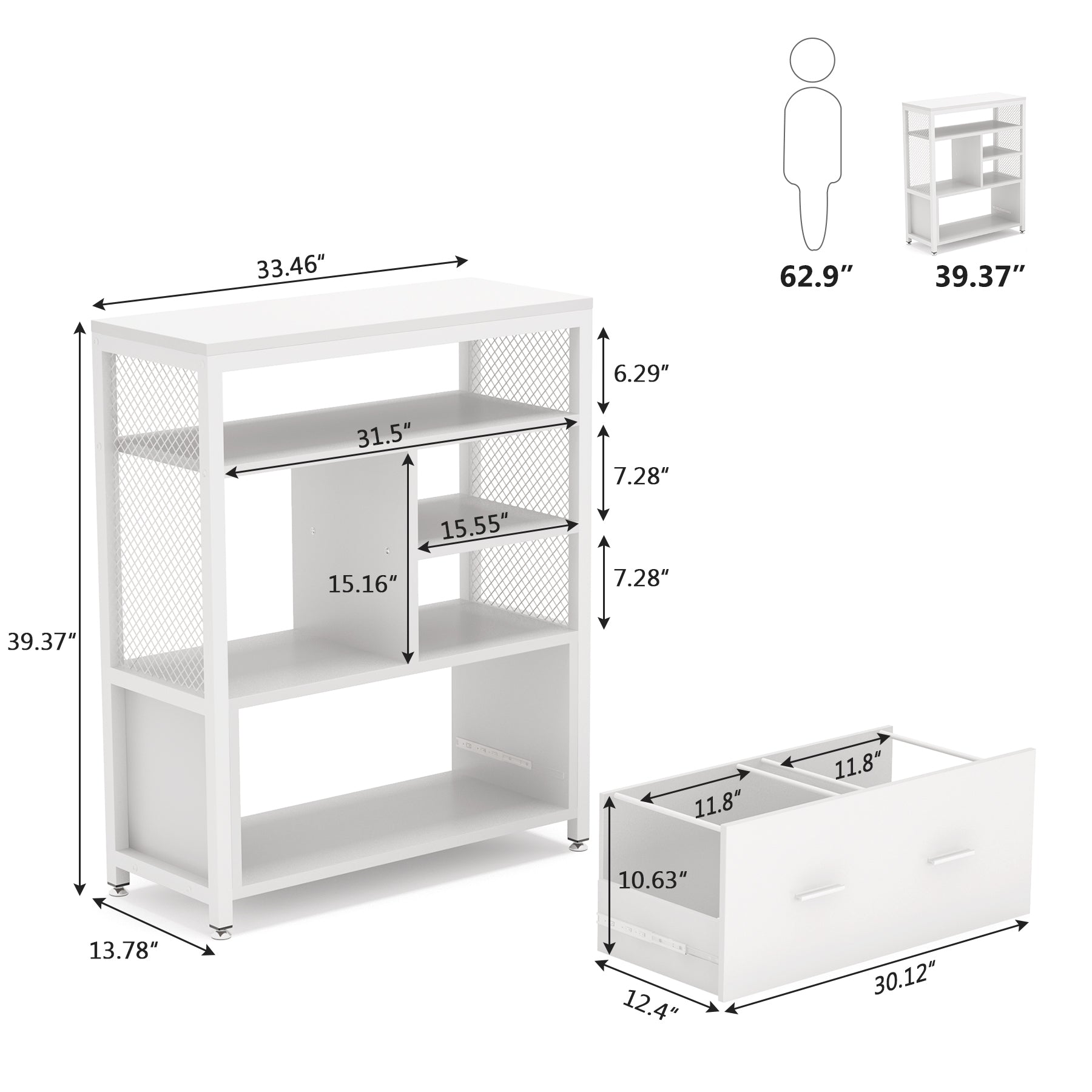 File Cabinet, Lateral File Cabinet with Drawer for Letter Size ...