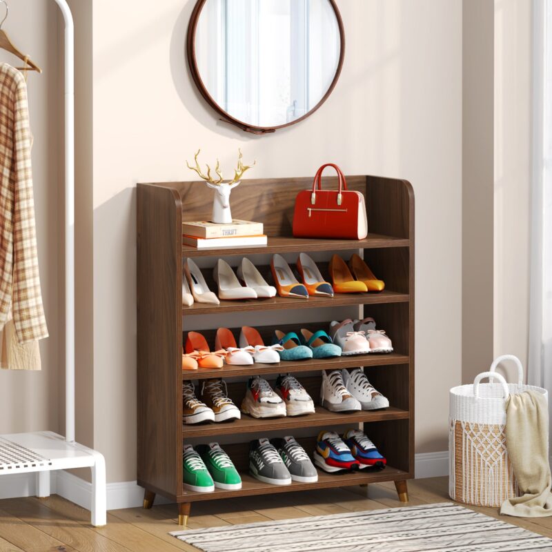 Shoe Rack, 5 Tier Freestanding Shoe Stand Storage Shelf - Image 4