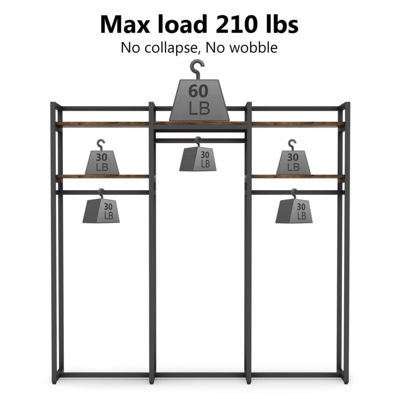 Freestanding Closet Organizer, 75 inch Heavy Duty Garment Rack - Image 7