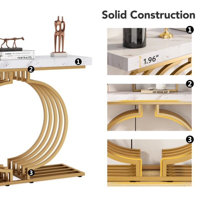 Console Table, 40 inch Entryway Sofa Table with Gold Base - Image 6