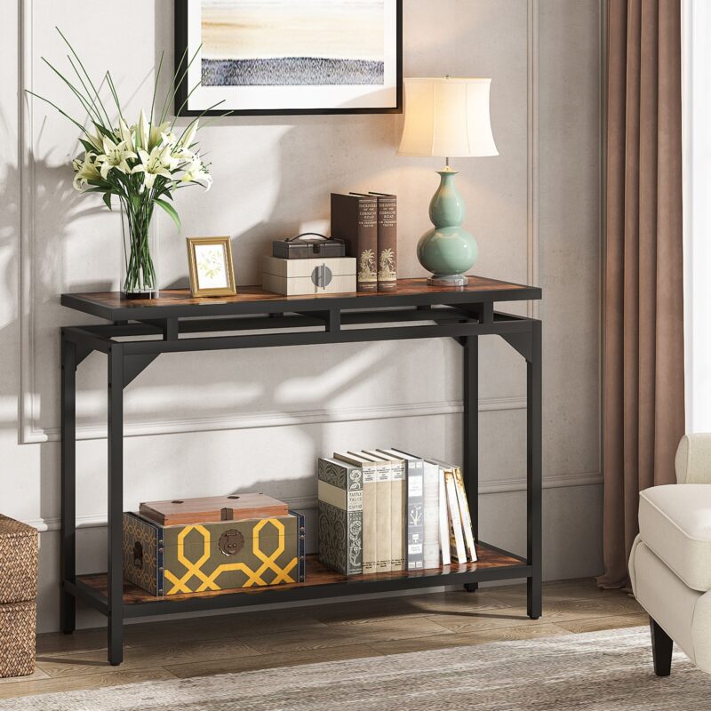 Console Table,  40” Entryway Sofa Table with 2 Tier Storage Shelf - Image 8