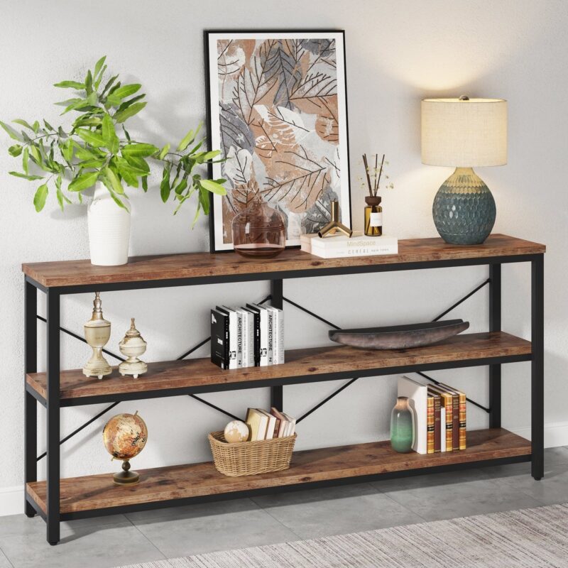 Sofa Table, 3 Tiers TV Stand Console Table - Image 2