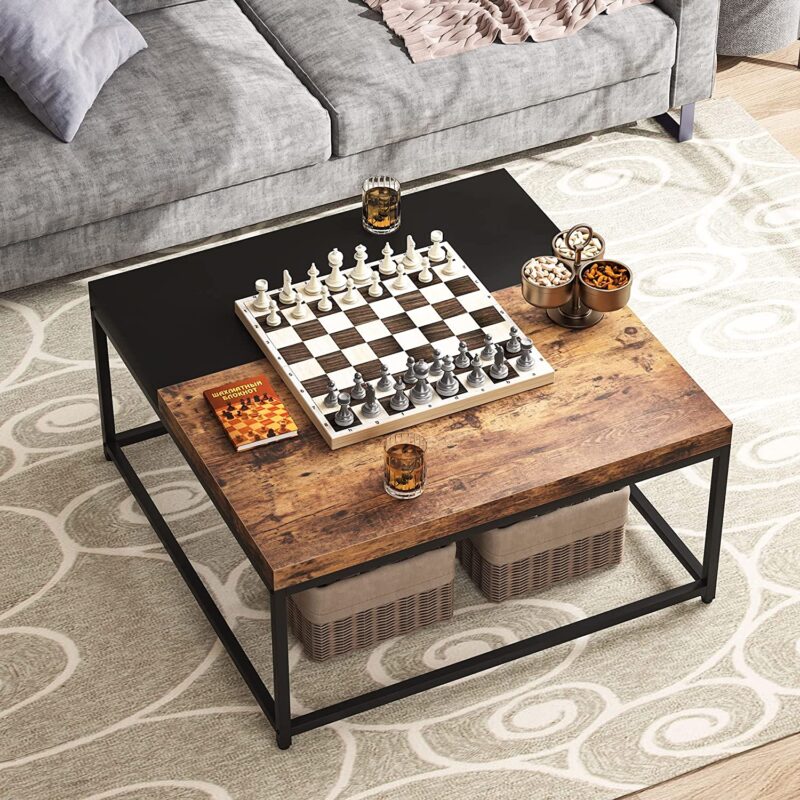 Coffee Table, 40 inch Industrial Square Cocktail Table - Image 3