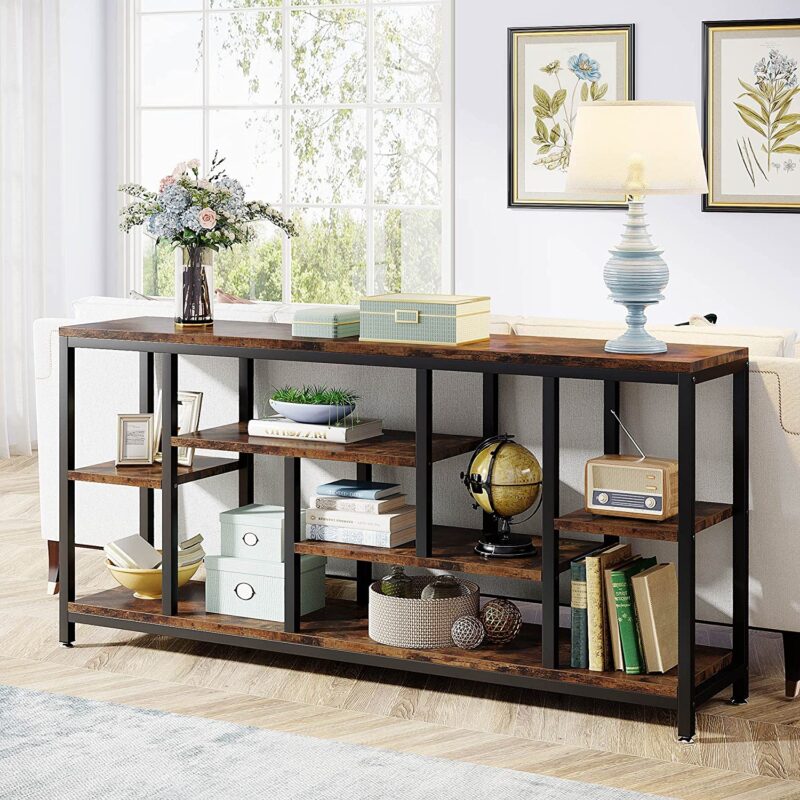 Console Table, 70.9" Entryway Sofa Table with Storage Shelves