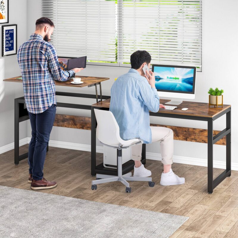 Two Person Desk, 78.8" Height Adjustable Computer Desk with Lift Top - Image 5