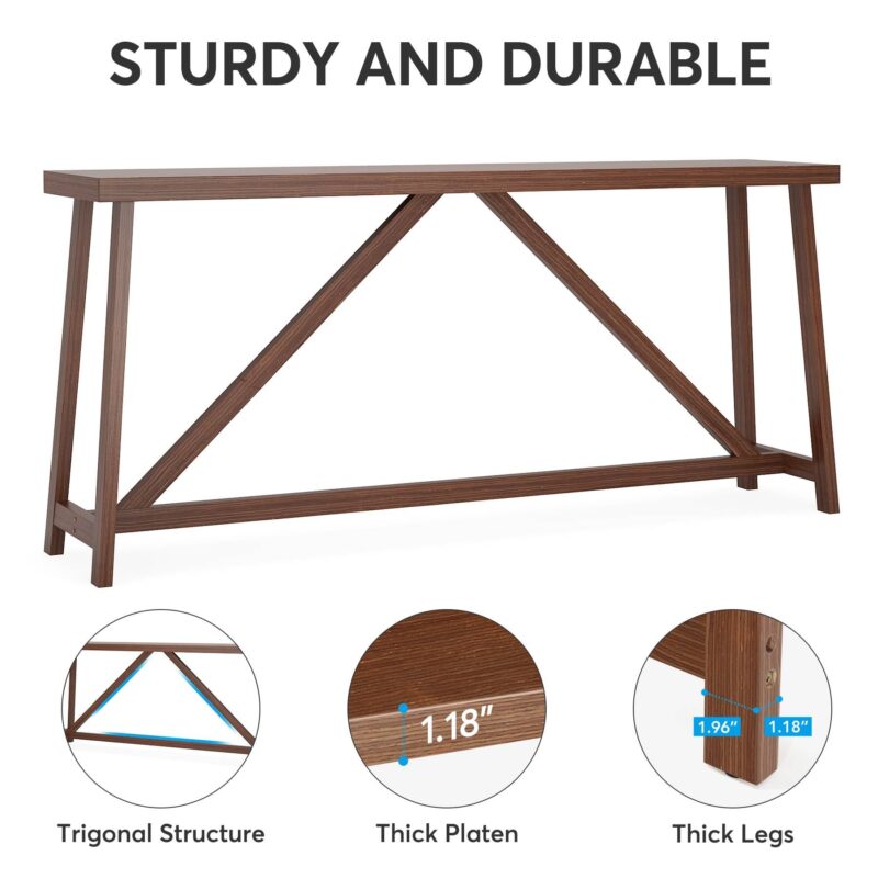 Console Table, 70.9 Inch Solid Wood Sofa Table Behind Couch - Image 7