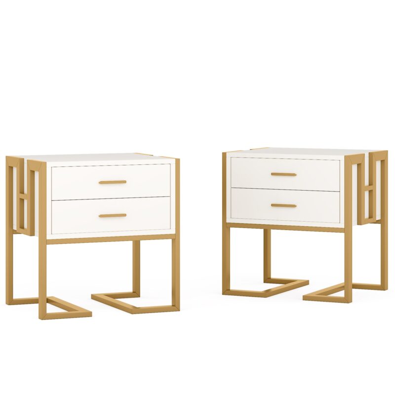 Nightstand, 21" Wide Bedside  End Table with 2-Drawer - Image 7